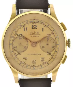 Delbana Chronograph Suisse Landeron 45 Vintage Chronograph 750 Gold Ø37,5mm - Bild 1 von 11
