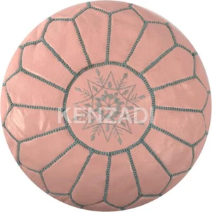 New KENZADI unstuffed Genuine Leather Ottoman Pouf Cover Hand Stitched Marrakech - Picture 1 of 8