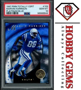 MARVIN HARRISON PSA 10 1997 Pinnacle totalmente certificado azul platino #109/2499 - Imagen 1 de 2