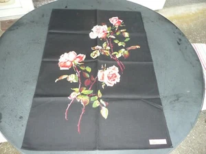 1 torchon ancien vintage en coton à décors de roses rouges marque VONY FRANCE - Imagen 1 de 4