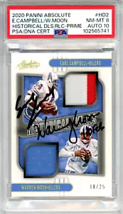 EARL CAMPBELL WARREN MOON Signed 2020 Panini Absolute Prime Relics PSA 8 Auto 10 - Picture 1 of 4
