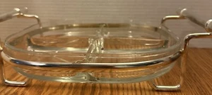 Relish Tablett 4 Abschnitte Glas und Silber Halter Vintage - Bild 1 von 6