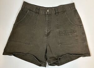 Vintage 90s Utility Shorts 28” High Waist ACTUAL Faded Olive Brown Military Boho
