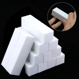 10 Stück Schleifblock Buffer Feilblock Nagelfeile Block 4Seitigen Gel UV Weiß - Photo 1/9