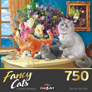 RoseArt - Fancy Cats -Tea by The Sea - 750 Piece Jigsaw Puzzle for Adults - Picture 1 of 5