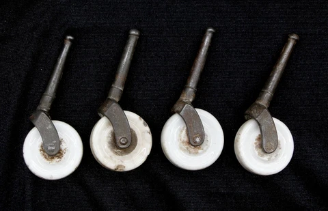 Antique Set of White 1.625 in. Porcelain Caster Wheels Cover
