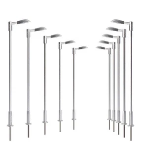 10 pz luci stradali TT scala 1:100 bianco caldo LED metallo lampioni resistenza argento - Foto 1 di 6
