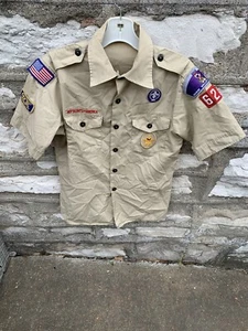 Boy Scouts of America BSA Vented Shirt W/ patches Okaw Valley Council - YOUTH L - Picture 1 of 6