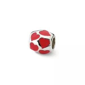 Rojo Esmaltado Corazones Cuenta .925 Plata de Ley Antiguo Reflection Beads - Imagen 1 de 5