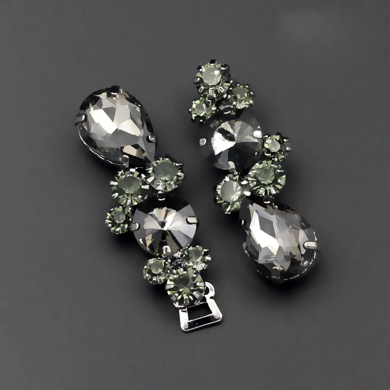 1 Pair Crystal Hook and Eye Clasp Button DIY Decorative Fastener Sewing Craft - Image 1 of 4