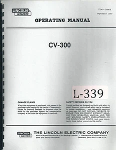 LIncoln CV-300, manual de operaciones de soldadura por arco cableado y piezas 1989 - Imagen 1 de 3