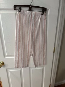 Pants, Girls Size 8, New Handmade, 100% Cotton, Light Brown, Blue, White Stripes - Picture 1 of 3