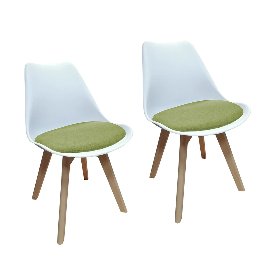 Esszimmerstuhl 2er Set Atlanta Weiß/Grün Kunststoffschale mit Sitzfläche aus - Bild 1 von 1