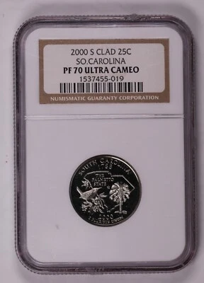 2000-S South Carolina Clad Quarter NGC PF70 Ultra Cameo ***RARE ORIGINAL COIN*** - Image 1 of 4
