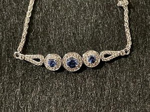 Kay Jewelers Sterling Silver Blue & White Sapphire Adj Bolo Bracelet MSRP $199 - Picture 1 of 7