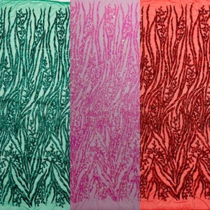 Vine/Root Sequin 4 Way Stretch Mesh Fabric, by The Yard. - Picture 1 of 98