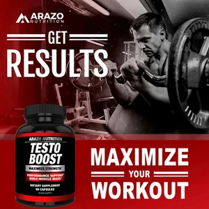 TestoBoost Test Booster Supplement - Potent & Natural Herbal Pills - Boost Mu... - Picture 1 of 12