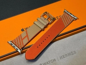Hermes Apple Watch Band 45mm 44mm 42mm Jumping Craft Orange Nylon Strap - Photo 1 sur 8
