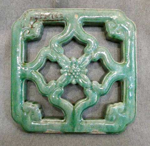Arts & Crafts Period Double Side Tile Block Mercer/Moravian? 13.25 In. Salvage Cover