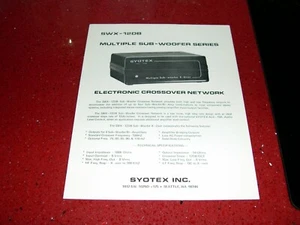SYOTEX SWX-1208 SUB WOOFER BROCHURE AND SPEC SHEET (SINGLE PAGE) - Picture 1 of 1