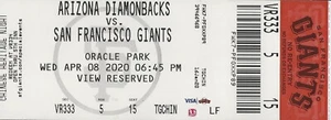 2020 Arizona Diamondbacks @ San Francisco Giants Regular Season Phantom COVID - Bild 1 von 1