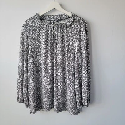 Adrianna Papell Mujer Top Talla XL Estampado Geométrico Volantes Cuello Simulado Foto 1 de 4