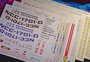 Waterslide Decals for 1:650 Scale GALAXY CLASS U.S.S. ENTERPRISE-D - Foto 1 di 5