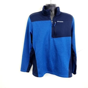 Columbia Mens Sz L Sweatshirt Blue Colorblock 1/4 Zip Pullover - Picture 1 of 4