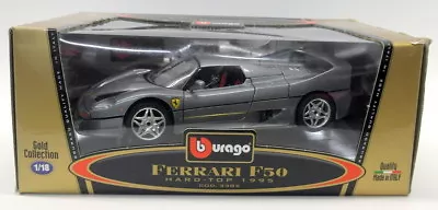 Burago 1/18 Scale Diecast 3382 Ferrari F50 1995 Coupe Metallic Grey - Image 1 of 3