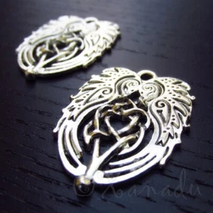 Celtic Wings Charms 33mm Antiqued Silver Plated Pendants C3778 - 2, 5 Or 10PCs - Picture 1 of 3