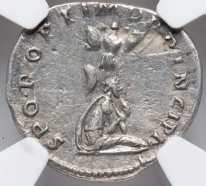 Trajan Caesar 98-117 AD, Roman Empire AR Denarius Silver NGC VF, RARE VARIETY! - Picture 1 of 5