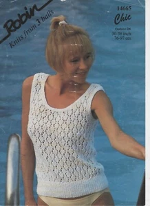 Robin knitting pattern 14665 Ladies summer lacy vest top 76-97cm - Picture 1 of 1