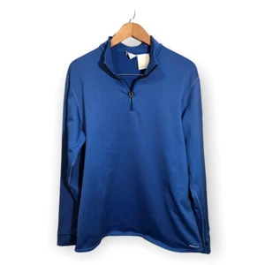 Nike Vintage Running Pullover Sweatshirt Y2K Large 1/4 Zip Ring Pull Piped Blue - Picture 1 of 8