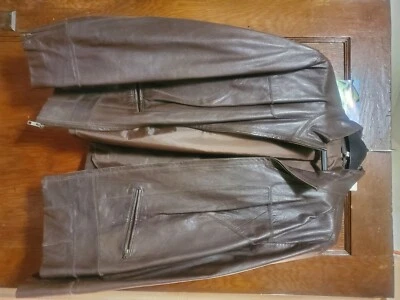 Chaqueta de cuero Caslon Moto para mujer talla 22 marrón Foto 1 de 4