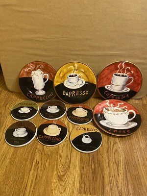 Conjunto de pratos e porta-copos de xícara de cappuccino e pires de café American Atelier At Home. - Imagem 1 de 4