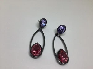 Kenneth Cole facettierte Ohrhänger Träne Tropfen Lavendel Magenta Vintage Kostenloser Versand - Bild 1 von 6