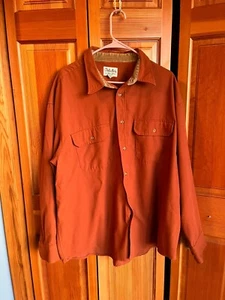 Cabela's Long Sleeve Button Up Shirt Men's Large Orange Workwear Flannel - Picture 1 of 3