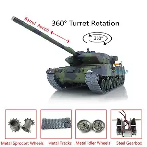 Henglong 1/16 7.0 Deutscher Leopard2A6 Militär RC Panzer 3889 360°Barrel Recoil - Bild 1 von 12