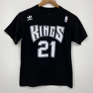 Adidas Vlade Divac Sacramento Kings T-Shirt Men's Size S Black #21 NBA - Picture 1 of 12