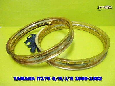 YAMAHA IT175  G/H/J/K 1980-1982   F & R ALUMINIUM GOLD WHEEL RIM SET  **si1374** Foto 1 de 4