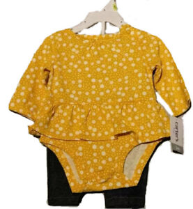 Carter's Baby Yellow Floral Bodysuit Pants Set 3M