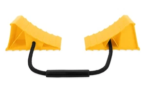Camco Dual Standard RV Wheel Chock w/Rope - Heavy Duty Trailer Wheel Chock - Foto 1 di 5