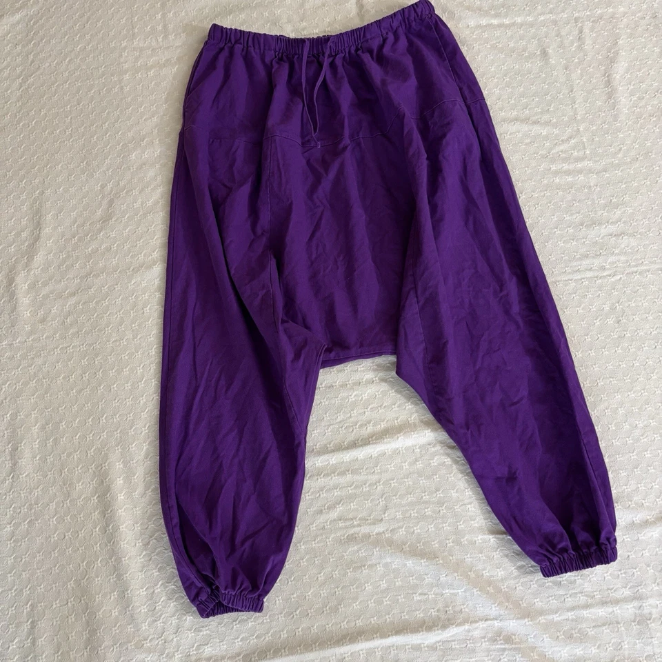 Buddha Pants Harem Drop Crotch Purple Yoga athleisure Sz Large Linen - Image 1 of 4