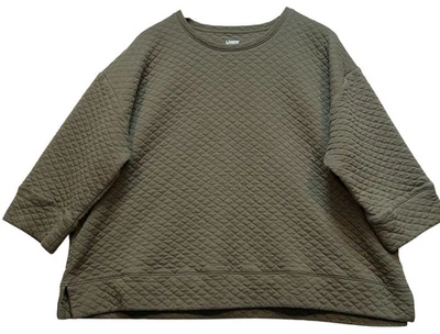 Lands End Womens Quilted Pullover Sweatshirt Size 2X Olive Green - Image 1 of 4