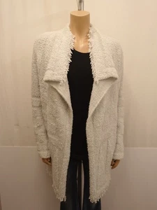 MARC CAIN Strickjacke Gr. N5 42 Cardigan Hellgrau grünstichig Fransen Wollmix - Bild 1 von 6