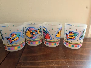 Juego de 4 tazas tipo colores sol diseño años 90 vintage peces tropicales retro colorido Y2k - Imagen 1 de 5