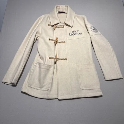 Hackett Duffle Coat Mens Medium Cream Beige Fox Brothers Wool Sailor London - Image 1 of 4