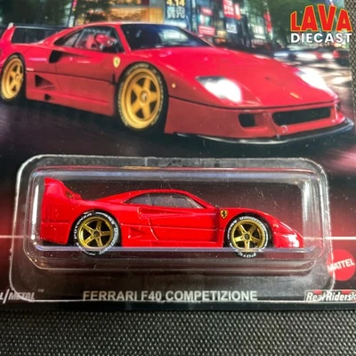 HOT WHEELS SWAPPED FERRARI F40 COMPETIZIONE W CUSTOM DESIGN PREMIUM DIECAST CARD - Image 1 of 3