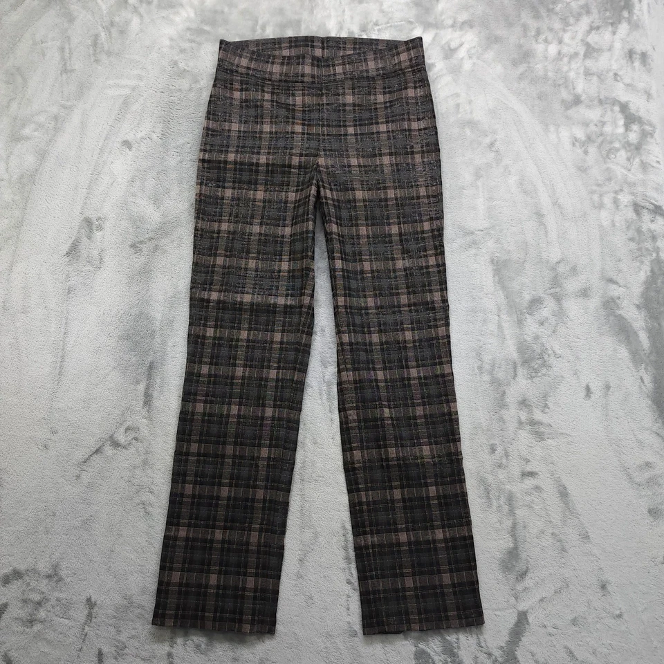 Pantalones Joseph Ribkoff para mujer 8 negros tostados metálicos a cuadros elásticos preppy Foto 1 de 4