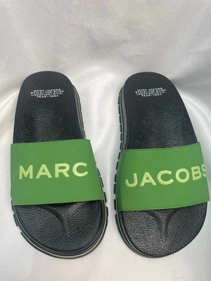 Pre-owned Marc Jacobs "The Slide" Green & Black Slides, Size 38 / 7.5 - Image 1 of 4